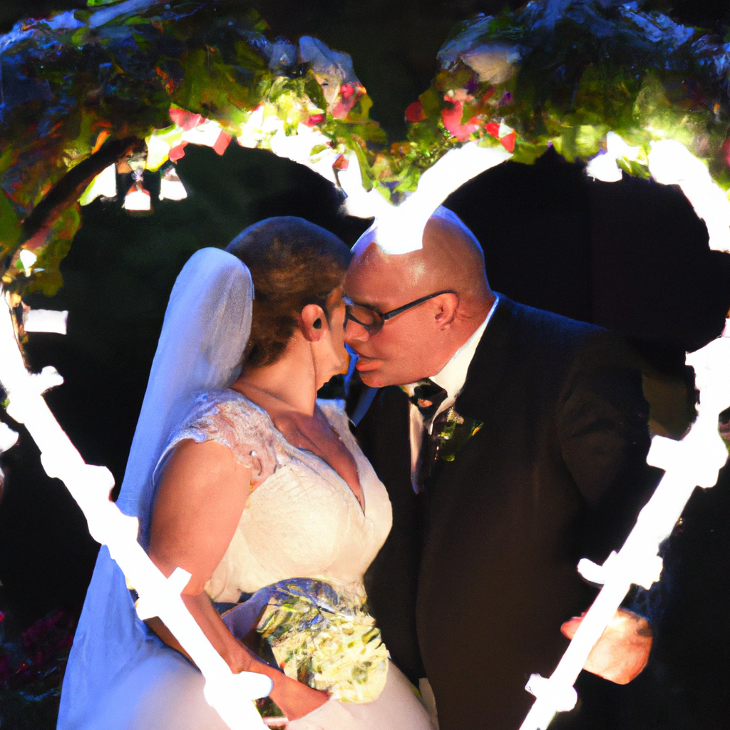 Fotografía de matrimonio en exterior, pareja sonriente, luz dorada, estilo documental atemporal (generado)